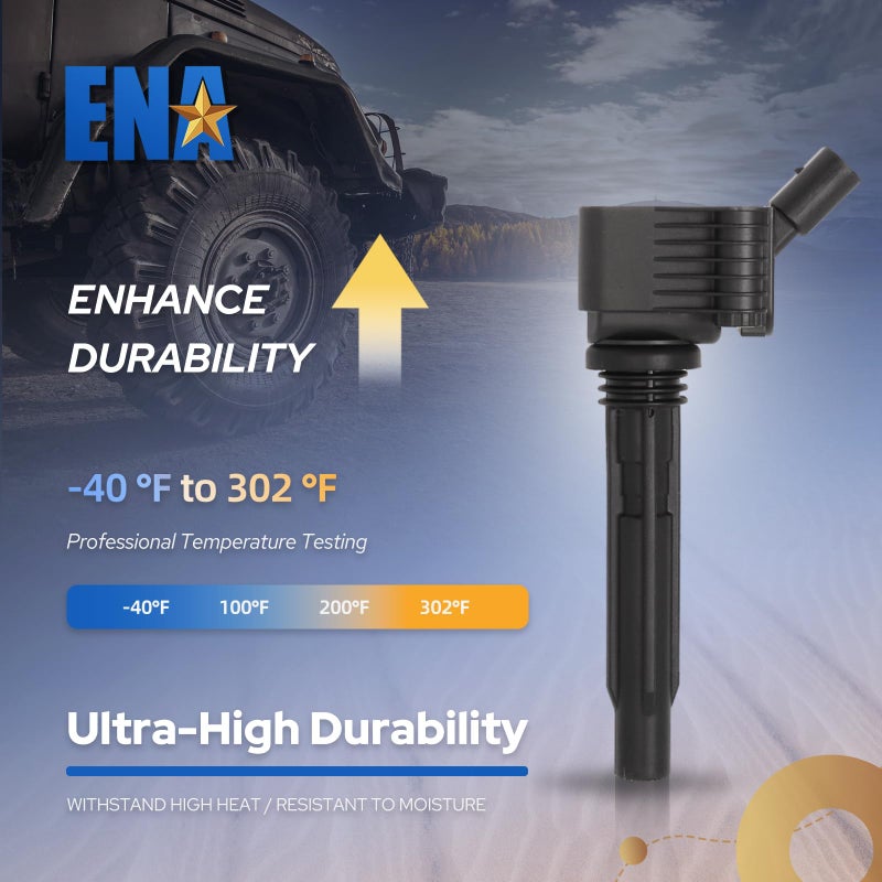 ENA Set of 4 Ignition Coil Pack Compatible with 2014 2015 2016 2017 2018 2019 2020 VW Volkswagen Passat Beetle Jetta GTI Golf Audi A3 A4 Quattro 1.8 2.0 L4 Coils Replacement for UF765 GN10632 UF716 UF771 - Image 4